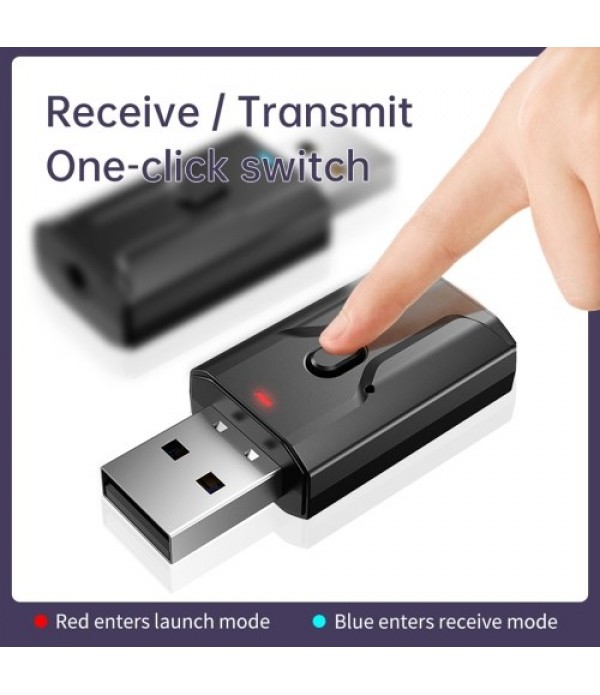 Bluetooth 5.0 Audio Receiver Transmitter AUX USB 3.5mm Jack Mic Handsfree Call for TV Car PC Music Stereo Wireless Adapter