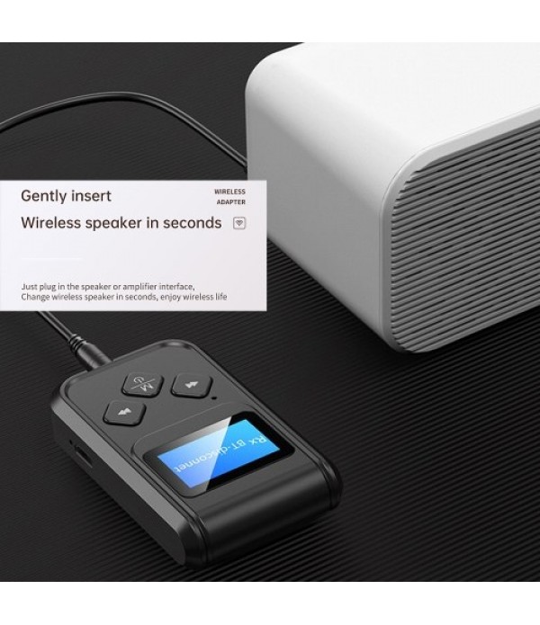 T15 Bluetooth 5.0 Audio Transmitter Receiver Wireless Audio Adapter LCD Display 3.5mm AUX with Mic for TV Speaker Headphones Car