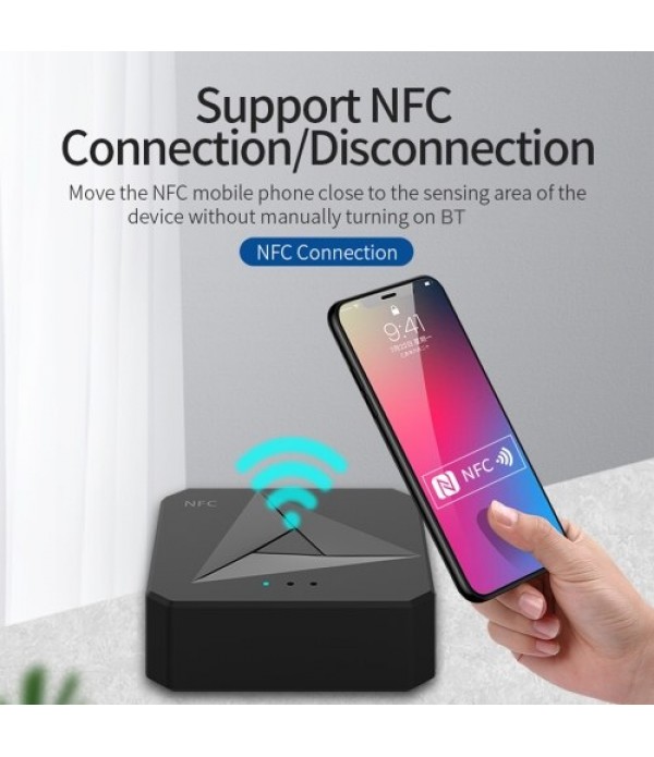 M21 2 in 1 Bluetooth 5.0 Transmitter Receiver Wireless Audio Adapter 3.5mm AUX 2RCA Music Adapter with Microphone for TV Headpho