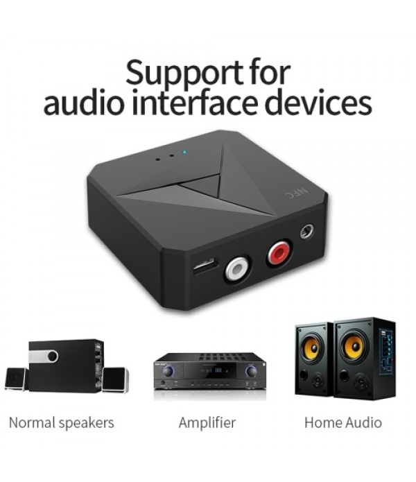 M21 2 in 1 Bluetooth 5.0 Transmitter Receiver Wireless Audio Adapter 3.5mm AUX 2RCA Music Adapter with Microphone for TV Headpho