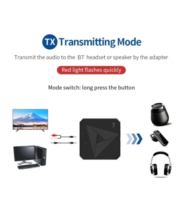 M21 2 in 1 Bluetooth 5.0 Transmitter Receiver Wireless Audio Adapter 3.5mm AUX 2RCA Music Adapter with Microphone for TV Headpho