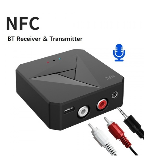 M21 2 in 1 Bluetooth 5.0 Transmitter Receiver Wireless Audio Adapter 3.5mm AUX 2RCA Music Adapter with Microphone for TV Headpho