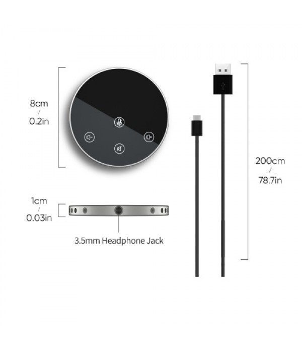 Desktop USB Conference Speakerphone Microphone 360° Omnidirectional Condenser Plug &amp; Play PC Computer Mic with Speaker Touch