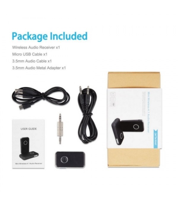 Mini Wireless Music Audio Receiver Adapter Bluetooth 4.1 3.5mm Audio Stereo Music Hands-free for Car Speakers Earbuds