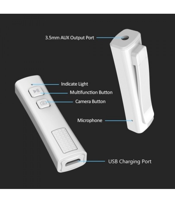 BT4864 Music Receiver Adapter BT5.0 Wireless Music Receiver with Mic Supports Hands-free Phone Call