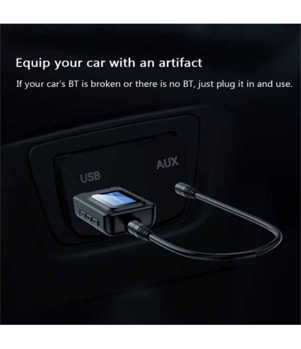 Wireless Adapter Bluetooth 5.0 Audio Transmitter Receiver 3.5mm Aux Jack 2 IN 1 USB Bluetooth Dongle with LCD Display For TV PC