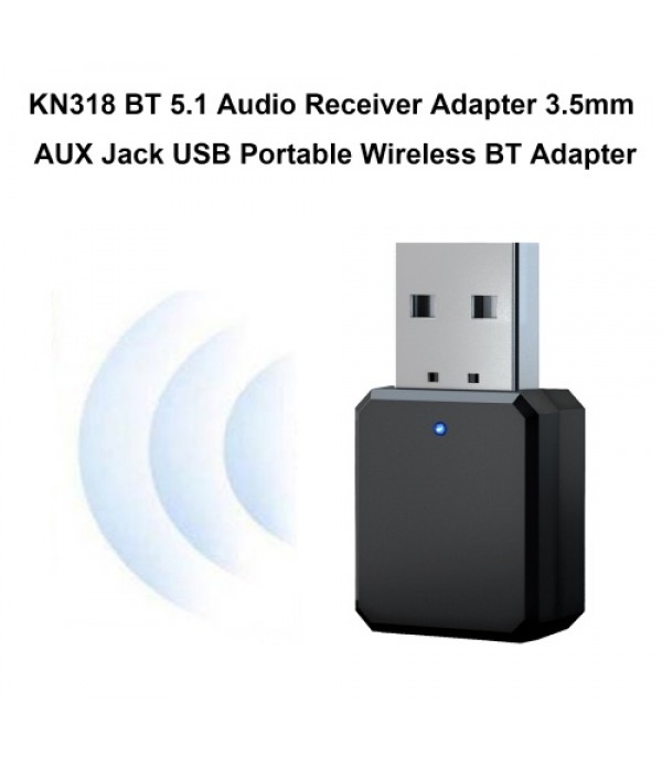 KN318 BT 5.1 Audio Receiver Adapter 3.5mm AUX Jack USB Dongle Music Portable Wireless BT Adapter For Car PC TV Headphones