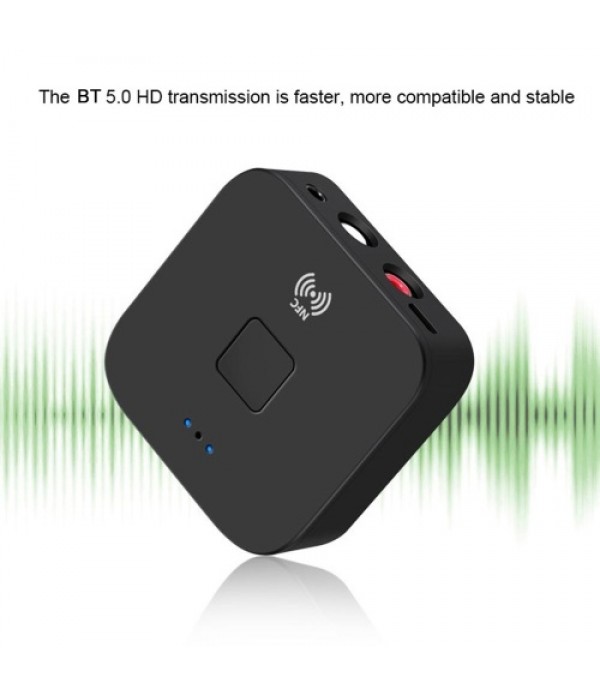 WB11 Bluetooth 5.0 Receiver Wireless Audio Receiver Adapter APT-X NFC CVC6.0 with Microphone AUX Out for Headphones Speaker Car 