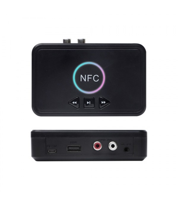 NFC Bluetooth 5.0 Receiver Wireless Audio Receiver Adapter with Microphone RCA AUX Out U Disk Music Playback for Headphones Spea