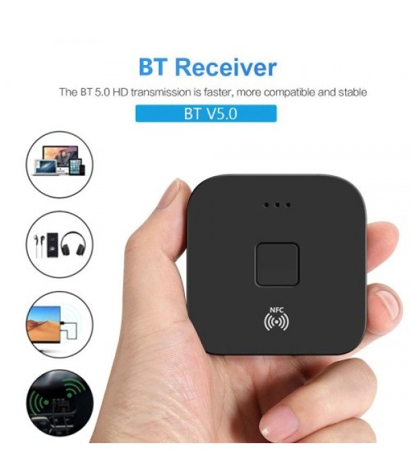 WB11 Bluetooth 5.0 Receiver Wireless Audio Receiver Adapter APT-X NFC CVC6.0 with Microphone AUX Out for Headphones Speaker Car 