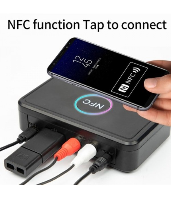 NFC Bluetooth 5.0 Receiver Wireless Audio Receiver Adapter with Microphone RCA AUX Out U Disk Music Playback for Headphones Spea