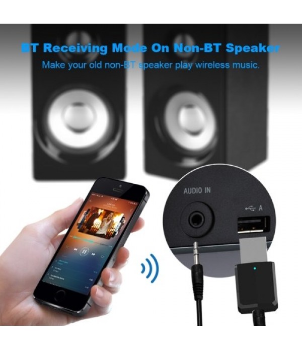 ZF-169 Bluetooth Receiver Transmitter Wireless Audio Adapter BT 5.0 with AUX Out for Headphone Speaker Phones PC Audio Player Ho