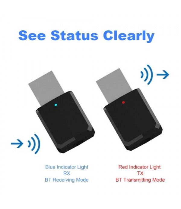 ZF-169 Bluetooth Receiver Transmitter Wireless Audio Adapter BT 5.0 with AUX Out for Headphone Speaker Phones PC Audio Player Ho