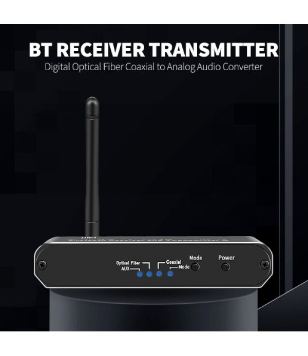 D09 BT Receiver Transmitter DAC Digital Optical Fiber Coaxial to Analog Audio Converter BT5.0 Chip HiFi Sound Quality Black