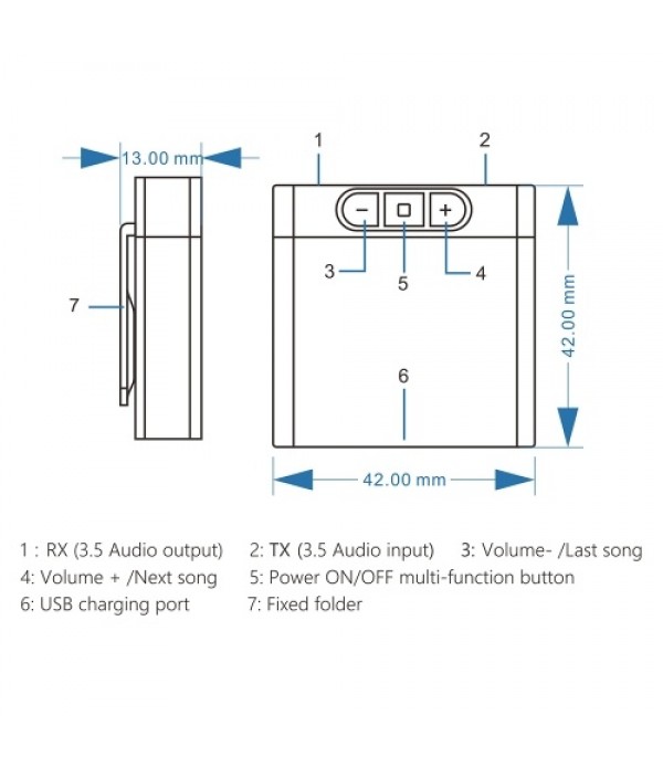 Tx8 2 in 1 Bluetooth 5.0 Transmitter Receiver Audio Adapter for TV PC Headphone MP3/MP4 Music Playback