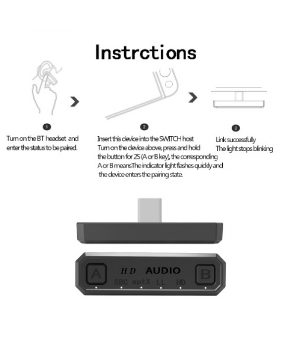 BT Adapter Audio USB TYPE-C Transmitter Compatible with PS4 PC NES Lite Support Dual Stream Portable Game BT Audio Adapters