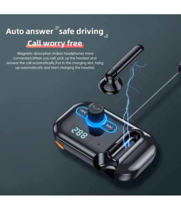 T2 BT5.0 Car Wireless FM Transmitter Handsfree Car Kit with Microphone Headphone Private Call PD Fast Charging USB Car Charger