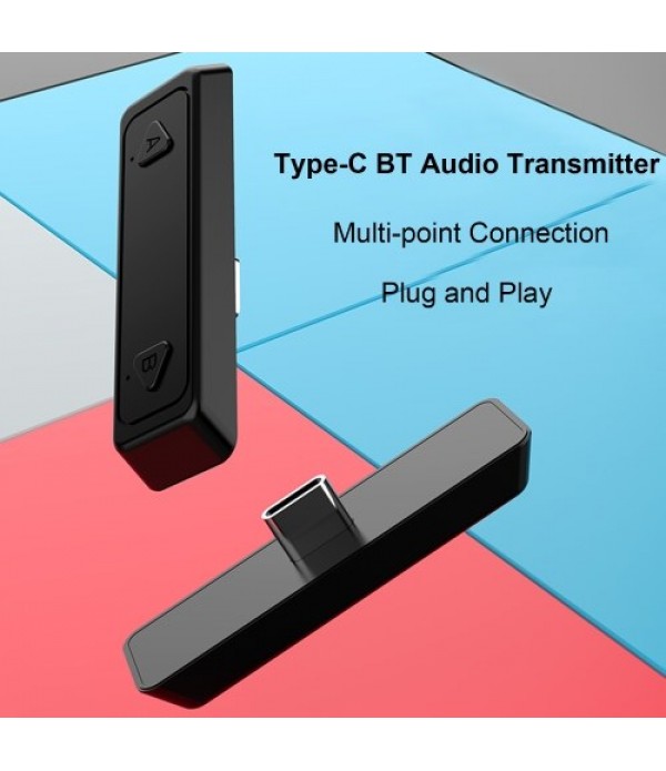 Type-C BT Audio Transmitter USB-C BT Audio Adapter Compatible with Nintendo Switch PS4 PC Wireless Audio Sender with Mic