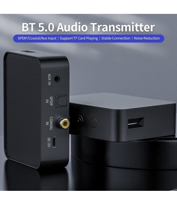 YET-T6 BT 5.0 Audio Transmitter with LCD Display SPDIF/Coaxial/Aux Input Support APTX/APTX LL/APTX HD Connecting 2 BT Devices