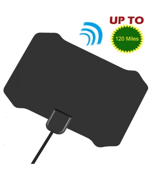 HDTV023 25dB Indoor Digital TV Aerial Digital HDTV Antenna 120 Miles with Signal Amplifier Booster TV Radius Antenna VHF UHF Ant