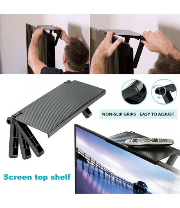 TV Top Shelf Screen Shelf Adjustable Screen Top Shelf TV Top Storage Bracket Computer Screen Shelf for Remote Controller, Cellph