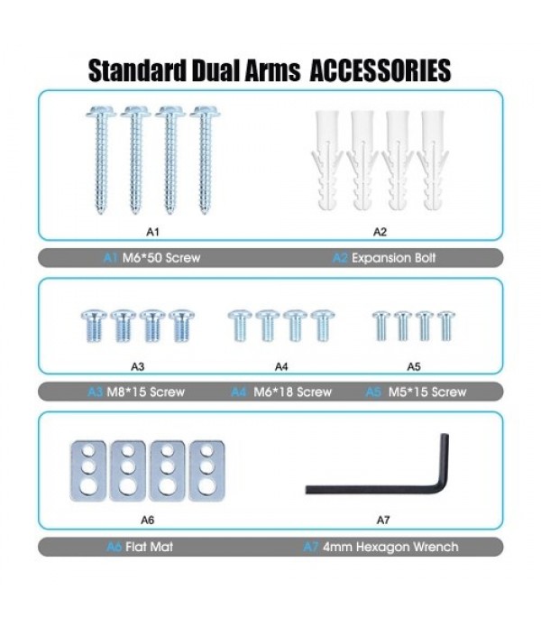 UNHO Monitor Arm Television Screw Bracket Multi-directional Motion 26''-55'' 22''-50'' LCD LED Monitor Holder Arm Mount Bracket 