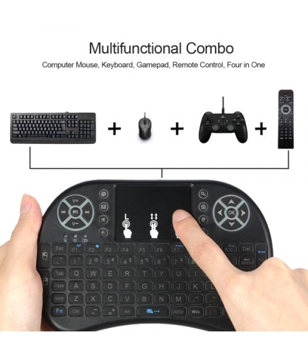 Backlit 2.4GHz Wireless Keyboard Air Mouse Touchpad Handheld Remote Control Backlight + DIY Tri Fidget Spinner