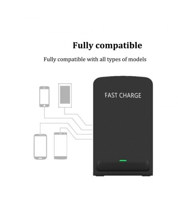 10W QI Fast Wireless Charger Power Cellphone Bracket Phone Holder Stand Black