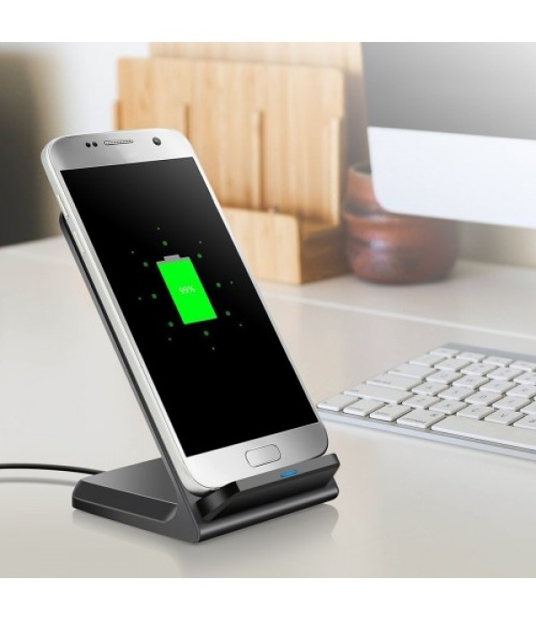 10W QI Fast Wireless Charger Power Cellphone Bracket Phone Holder Stand Black