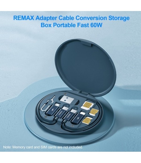 Remax Cable Adapter Storage Box Phone Holder with 60W Fast Charging Cable Type-C Converter Multi-function USB Data Cable Retriev