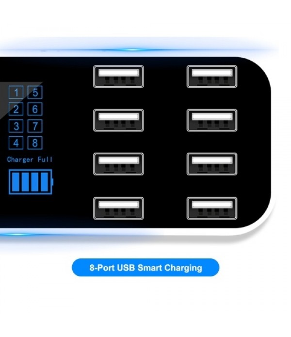 A9S Fast Car Charger 8 Port Multi USB LCD Display 12V Phone Charger USB Hub for Phone Tablets DVR