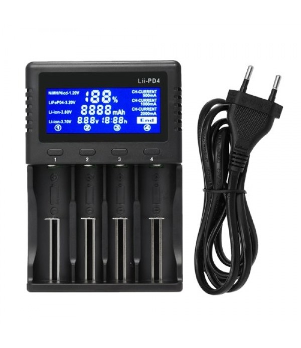 Lii-PD4 Intelligent Battery Charger Smart Charger w/ 4 Battery Slots LCD Display for Ni-MH Ni-Cd Li-ion Rechargeable Batteries