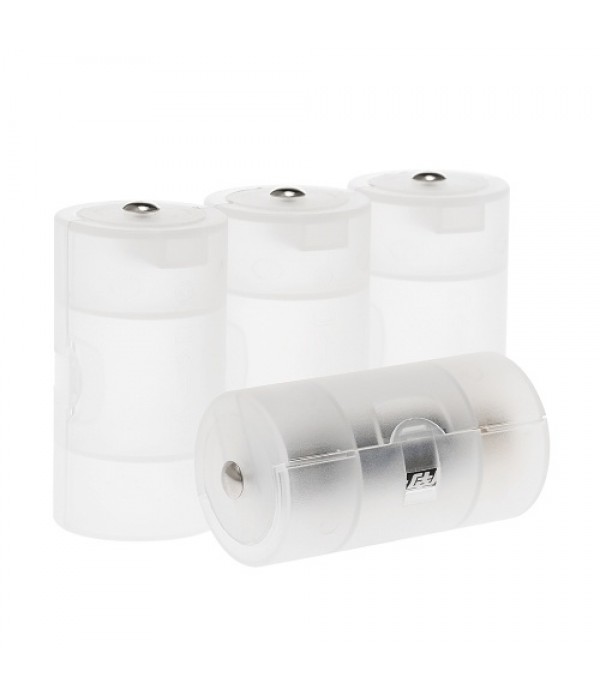 4 Pcs Battery Converter Adaptor AA to D Size Battery Protective Case Holder PP Material