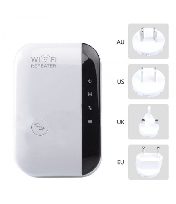 WiFi Range Extender 300Mbps Fast Wirelessly Repeater 2.4GHz Band Signal Booster One Key Easy Setup AP-Mode / Repeater Mode