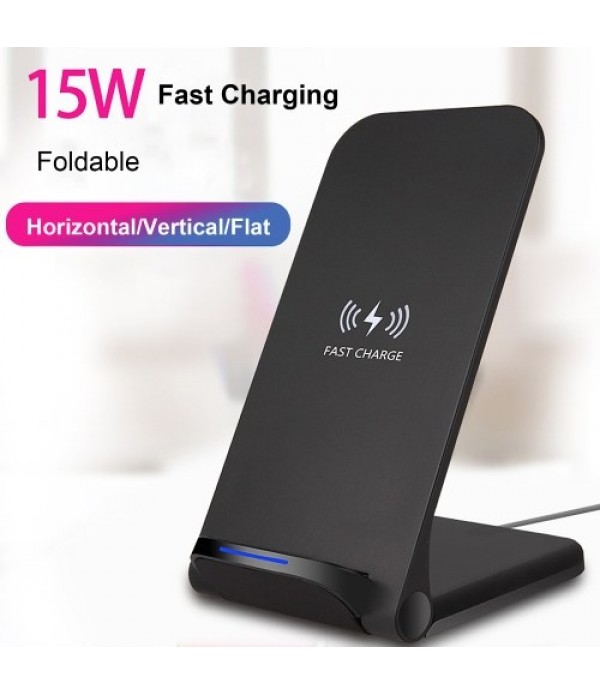 15W Wireless Charger Vertical Wireless Fast Charging Stand Qi-enabled Replacement for iPhone 12 11 Pro Samsung S20 Plus Qi-enabl