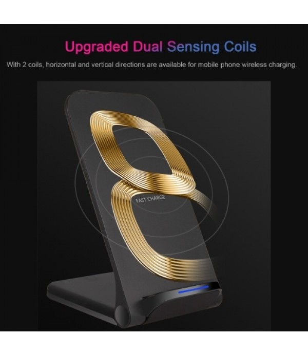 15W Wireless Charger Vertical Wireless Fast Charging Stand Qi-enabled Replacement for iPhone 12 11 Pro Samsung S20 Plus Qi-enabl