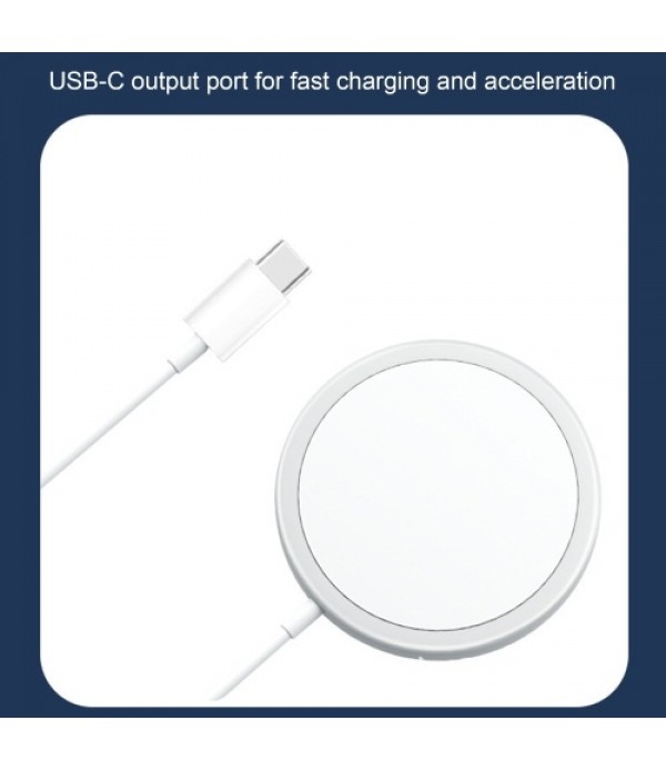 HSLG Wireless Magnetic Charger Type-C Mini Fast Charging Pad Ultra-thin Charging Dock Cable Compatible with iPhone 12/12 mini/12