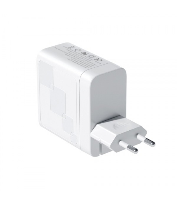 65W USB+PD Fast Charger 2-Port Wall Charger Foldable Power Adapter PD Charger Compatible with iPhone/MacBook/iPad/Airpods/Pixel/