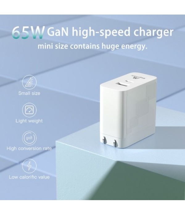 65W USB+PD Fast Charger 2-Port Wall Charger Foldable Power Adapter PD Charger Compatible with iPhone/MacBook/iPad/Airpods/Pixel/