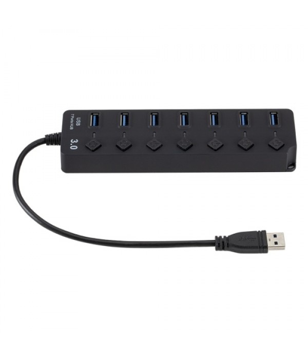 USB 3.0 HUB Splitter 7 Ports with On/Off Switches High Speed 5Gbps Micro Multiple USB Port Expander for PC Computer