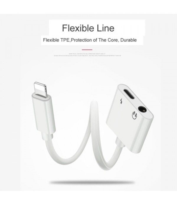 2 in 1 Smartphone Cable Adapter for IP7 Dual Audio Converter for IP Charger Splitter Mobilephone Headphone Adapter