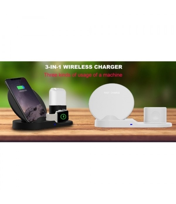 3-in-1 Wireless Desktop Charger QI 10W Quick Charge