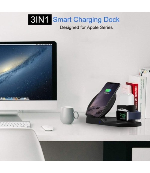 3-in-1 Wireless Desktop Charger QI 10W Quick Charge