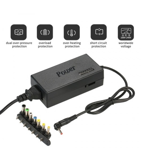 96W Universal Laptop Power Charger Adapter 8Pcs 12V to 24V Adjustable Portable Charger US Plug