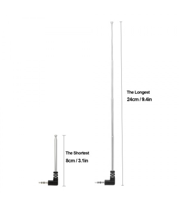 FM Radio Antenna 3.5mm Retractable Aerial 4 Sections L-Shape 240mm Antenna