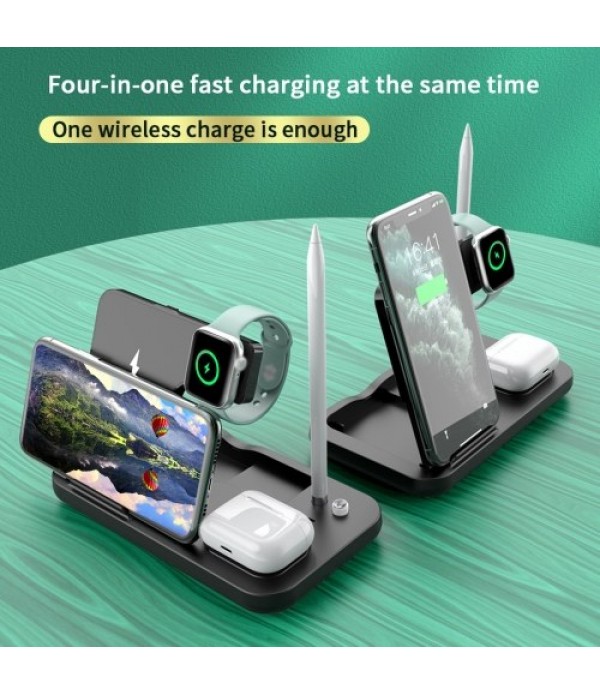 OW-01 4 in 1 Wireless Charger Qi Wireless Fast Charging Stand Replacement for iWatch Airpods Pro iPhone 12/11/11pro/X/XS/XR/Xs M