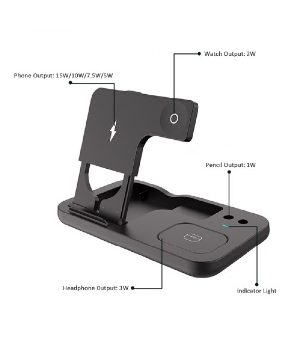 OW-01 4 in 1 Wireless Charger Qi Wireless Fast Charging Stand Replacement for iWatch Airpods Pro iPhone 12/11/11pro/X/XS/XR/Xs M